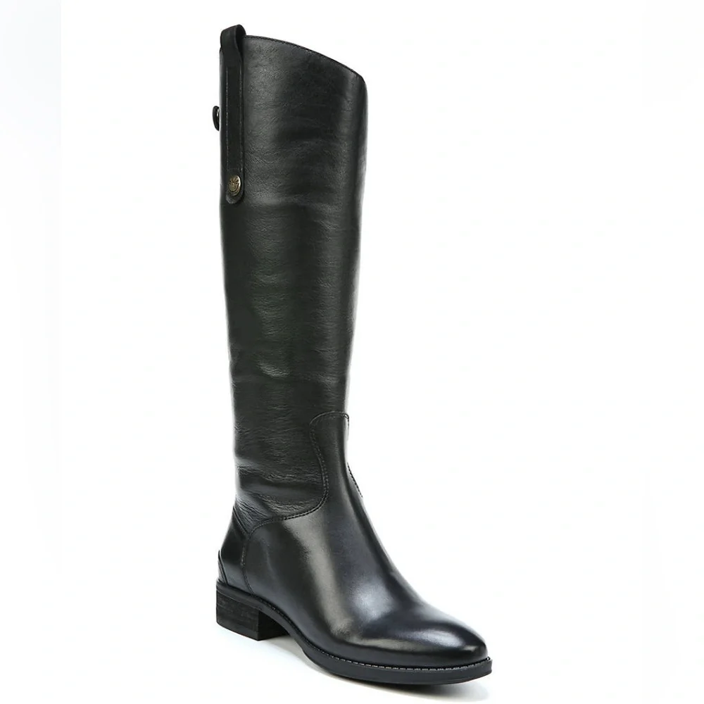 Sam Edelman Penny 2 Wide Calf Size 6 Riding/Equestrian Leather Black Boot NEW